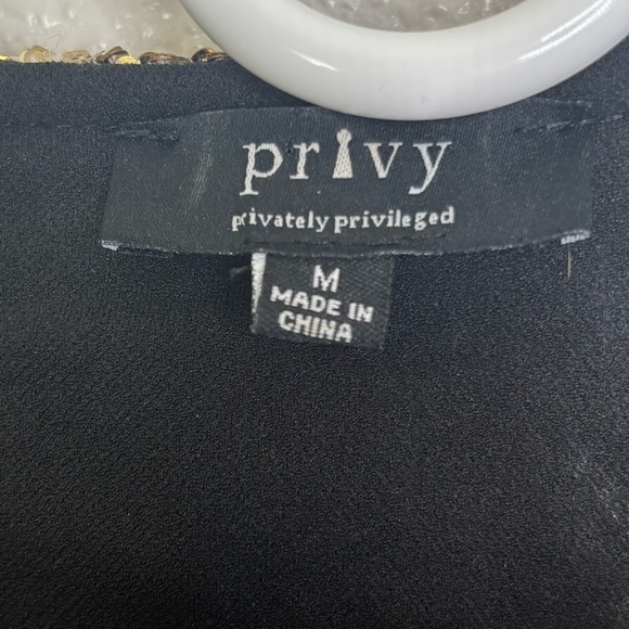 Privy Womens Sequin Jacket Collarless Asymmetric Zip Long Sleeve Gold Black - Picture 4 of 5